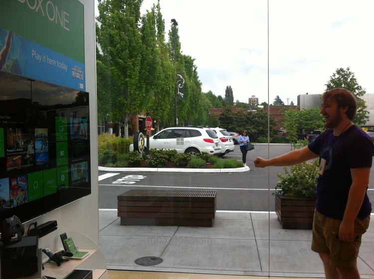 Microsoft employee trying kinect